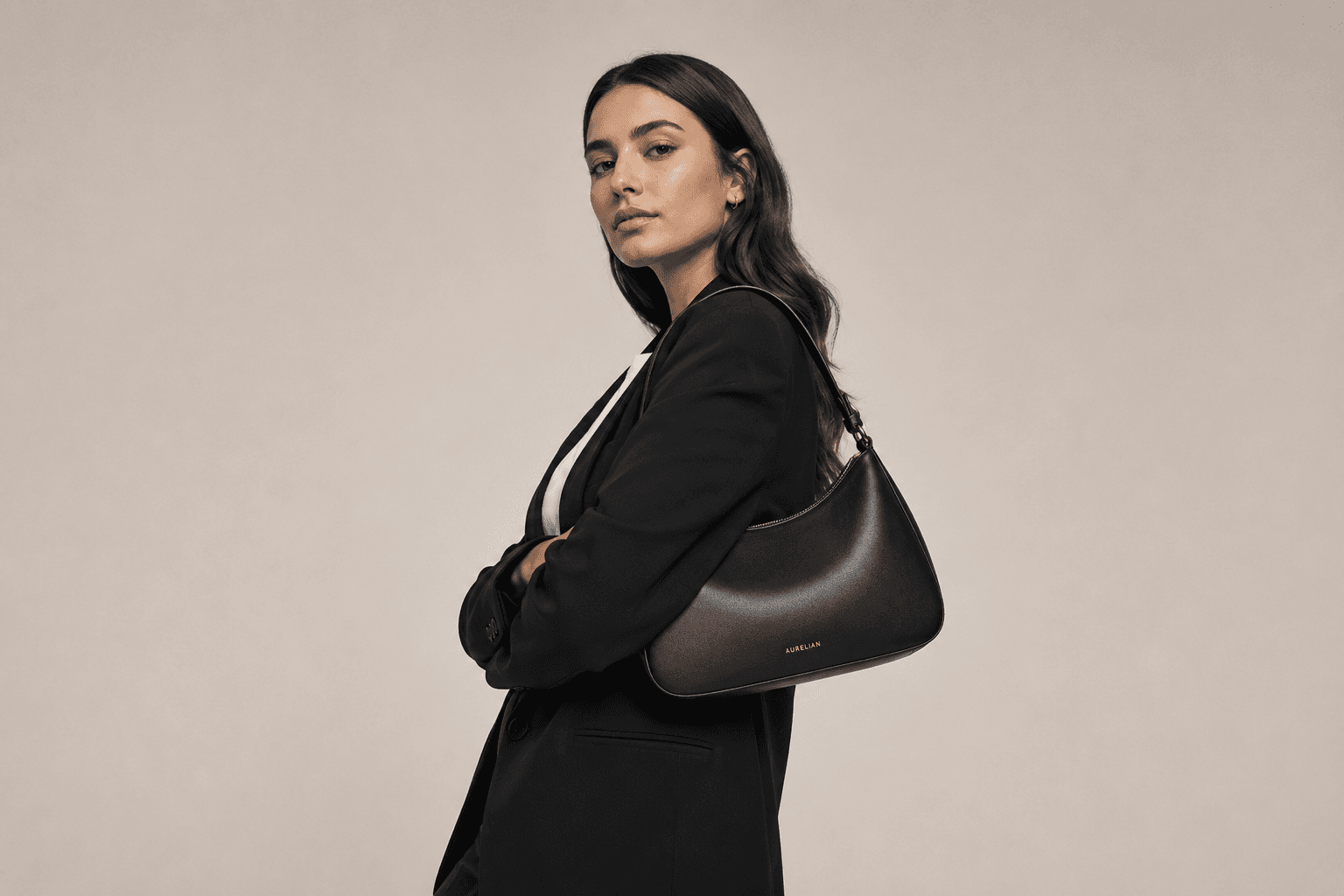 Model with the Aurelian handbag, studio campaign